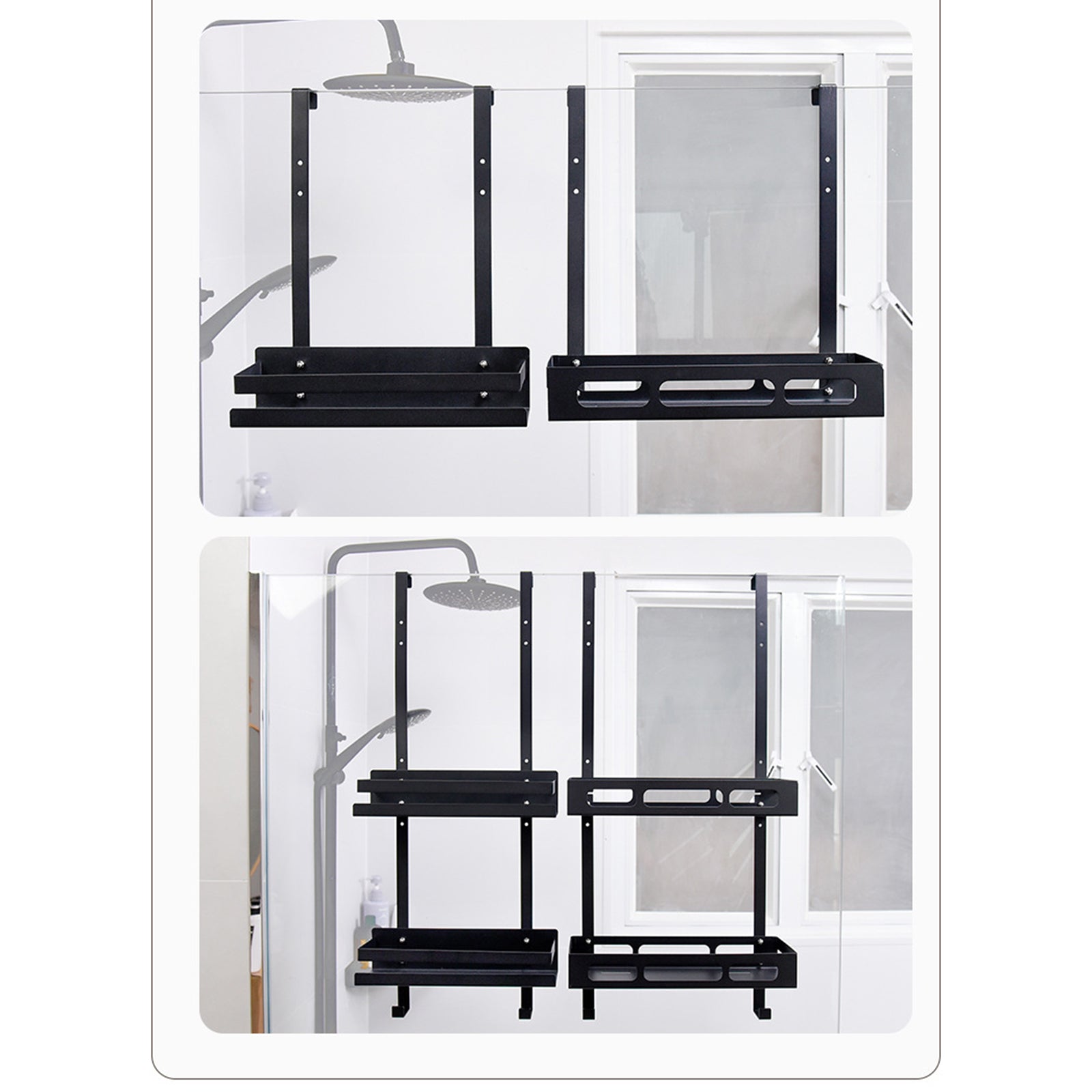 Bathroom Door Hanging Basket Carbon Steel No Drill Organizer Shelf, Style B / Double Layer