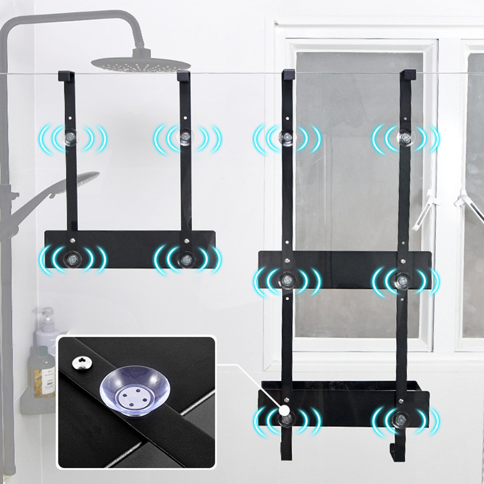 Carbon Steel Bathroom Door Hanging Basket Drill Free Organizer Shelf, Style B / Single Layer