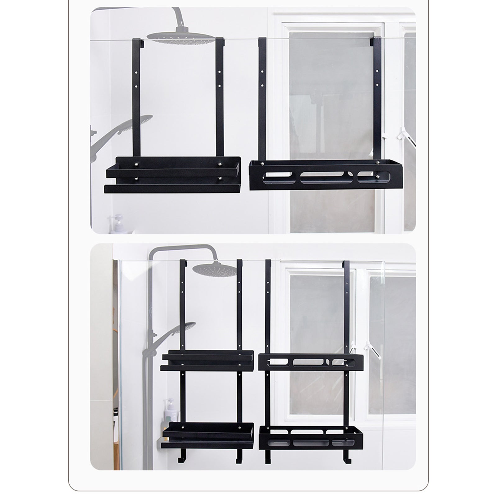 Carbon Steel Bathroom Door Hanging Basket Drill Free Organizer Shelf, Style B / Single Layer