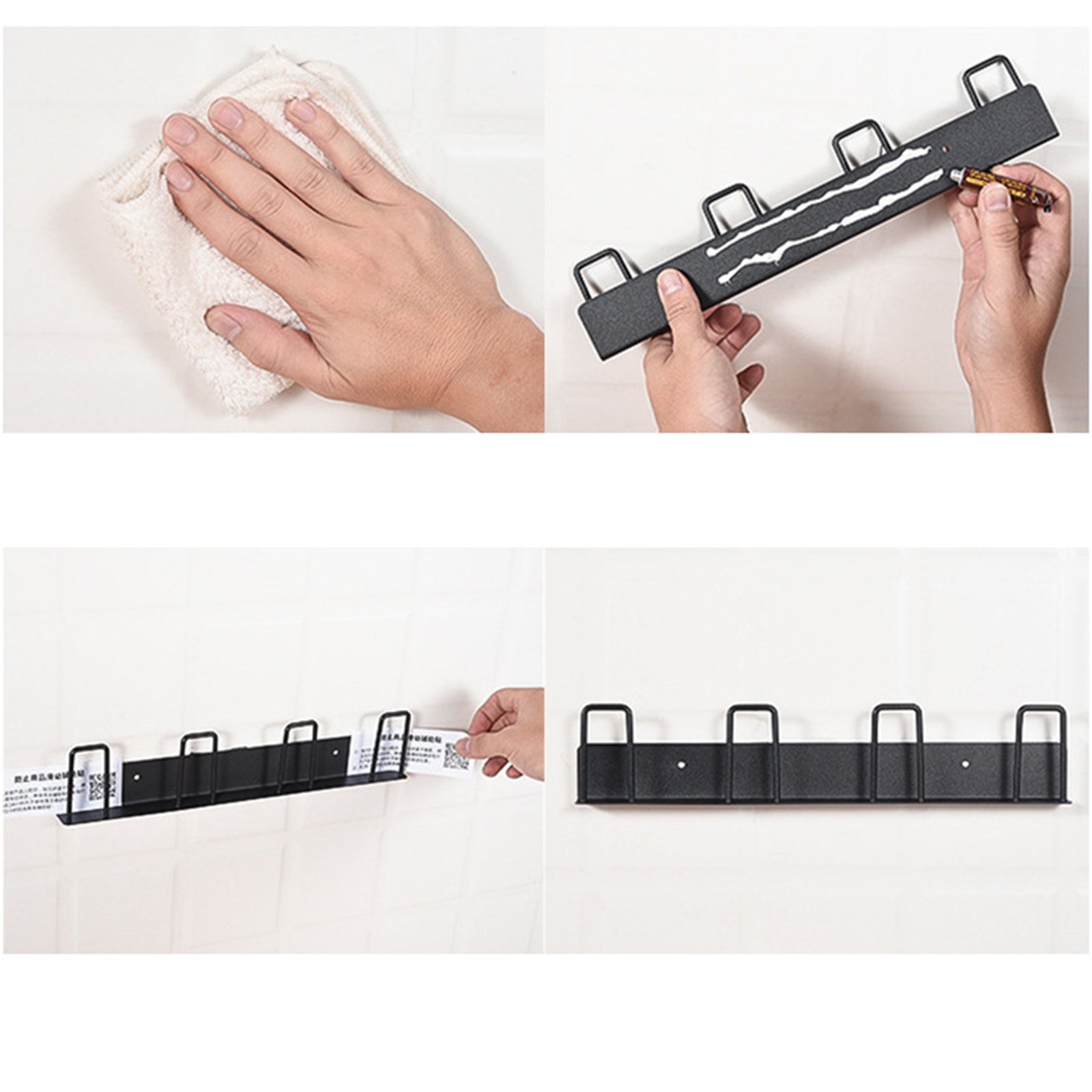 Drill Free 3-Hook Carbon Steel Wall Mounted Cup Holder Organizer Rack