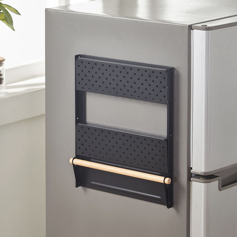 Fridge Magnetic Folding Carbon Steel Storage Rack with Wooden Rod Size S