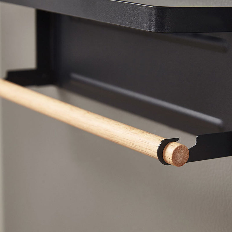 Fridge Magnetic Folding Carbon Steel Storage Rack with Wooden Rod Size S