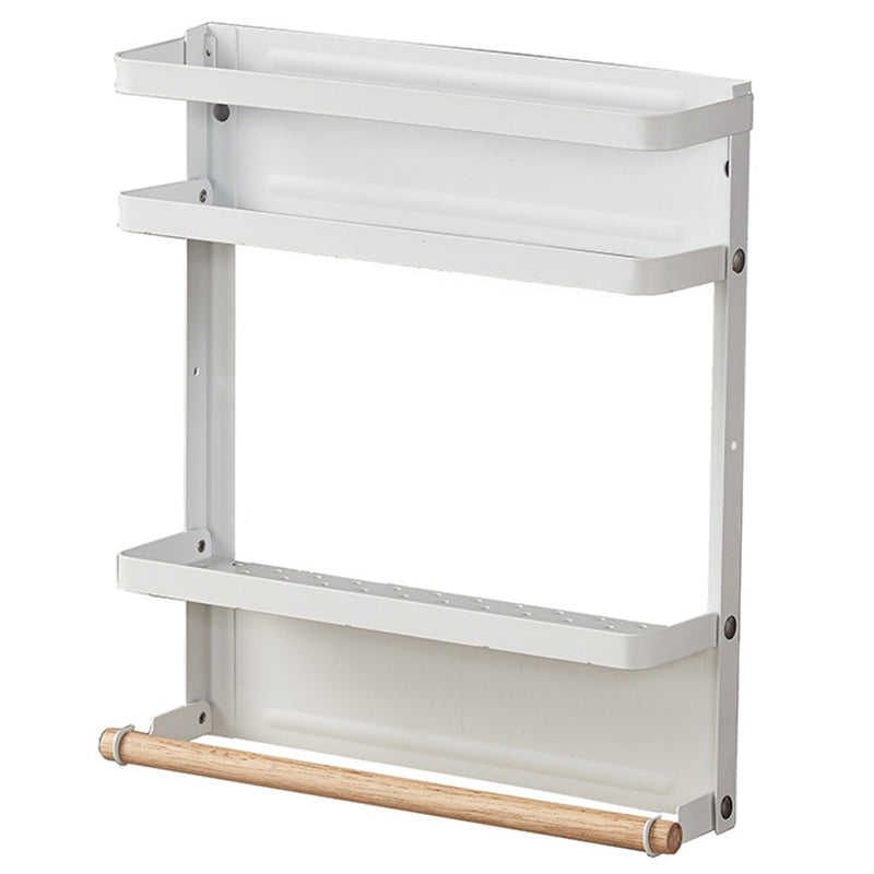 Fridge Magnetic Folding Carbon Steel Storage Rack with Wooden Rod Size S