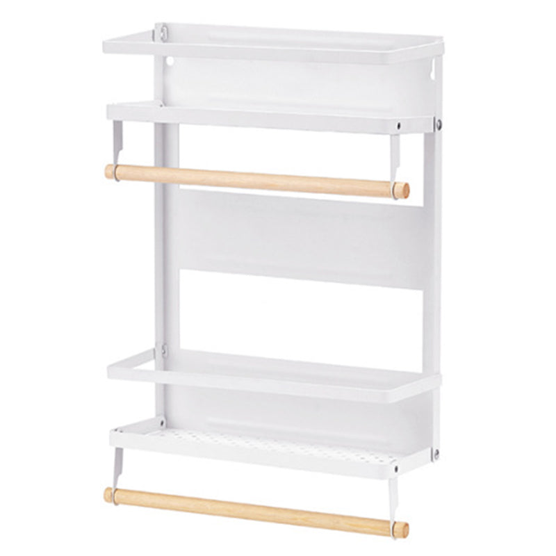 Carbon Steel Storage Rack Fridge Magnetic Folding Shelf with Wooden Rod Size L