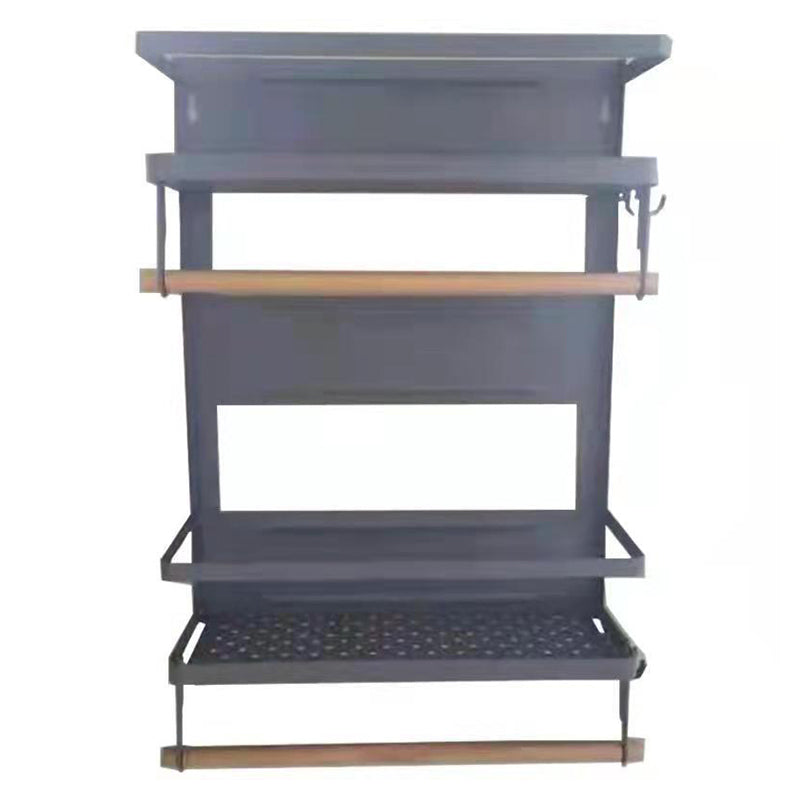Carbon Steel Storage Rack Fridge Magnetic Folding Shelf with Wooden Rod Size L