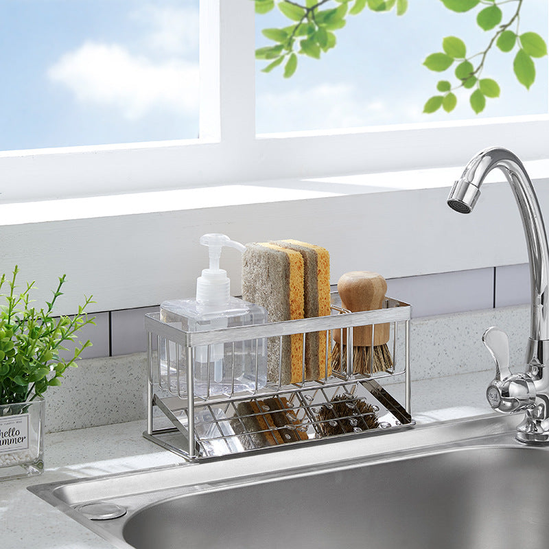 304 Stainless Steel Kitchen Sink Drain Rack Sponge Brush Holder Storage Rack