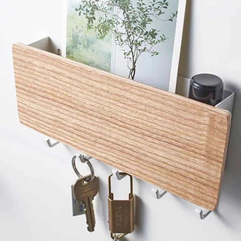 5-Hook Design Wall-mounted Home Entryway Key Hanging Shelf Sundries Storage Rack