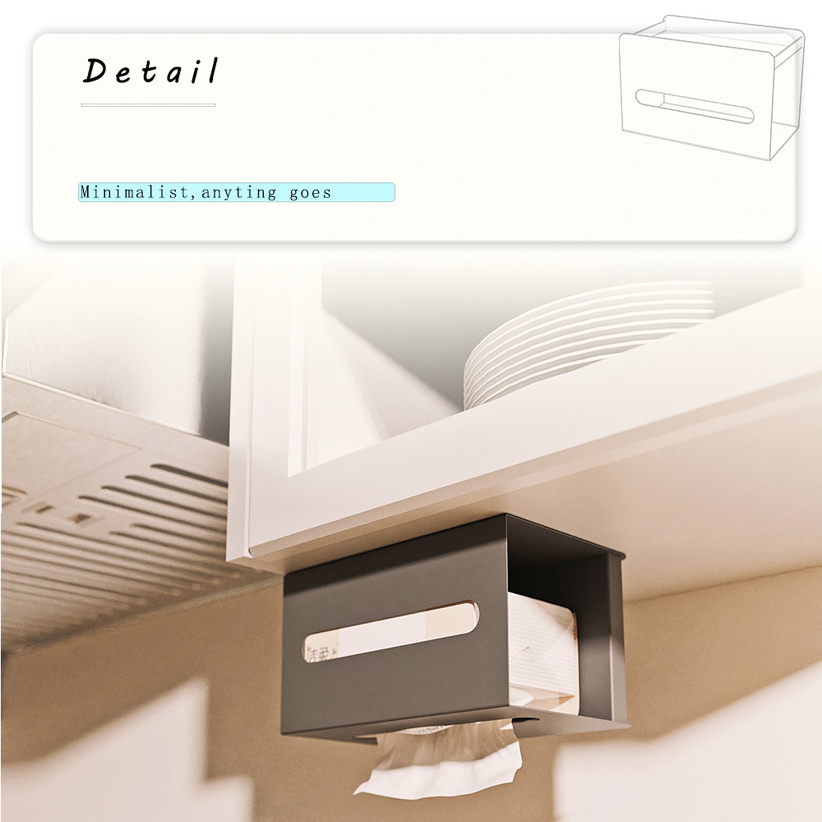 Multifunction Punch-free Magnetic Home Tissue Box Carbon Steel Tissue Storage Box