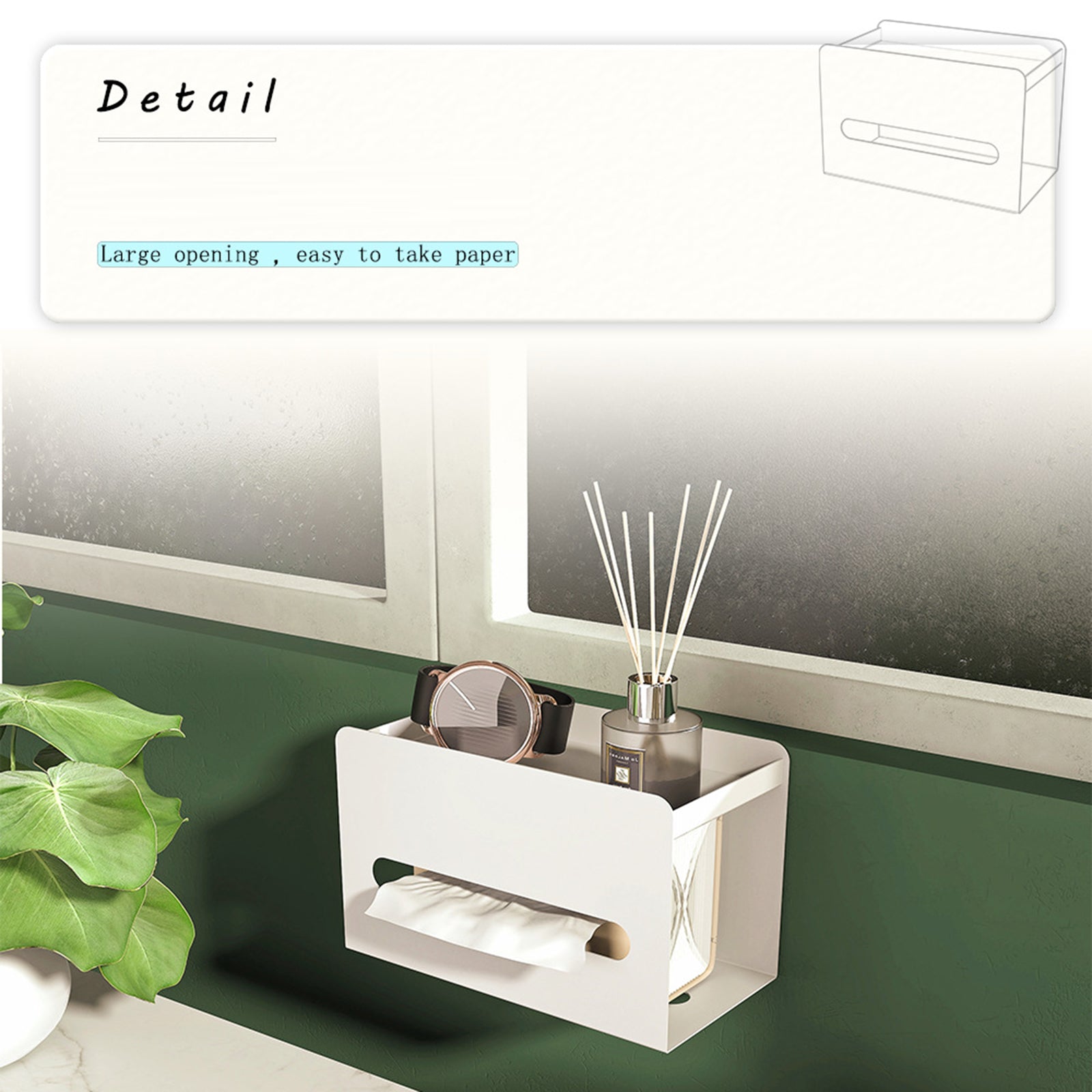 Multifunction Punch-free Magnetic Home Tissue Box Carbon Steel Tissue Storage Box