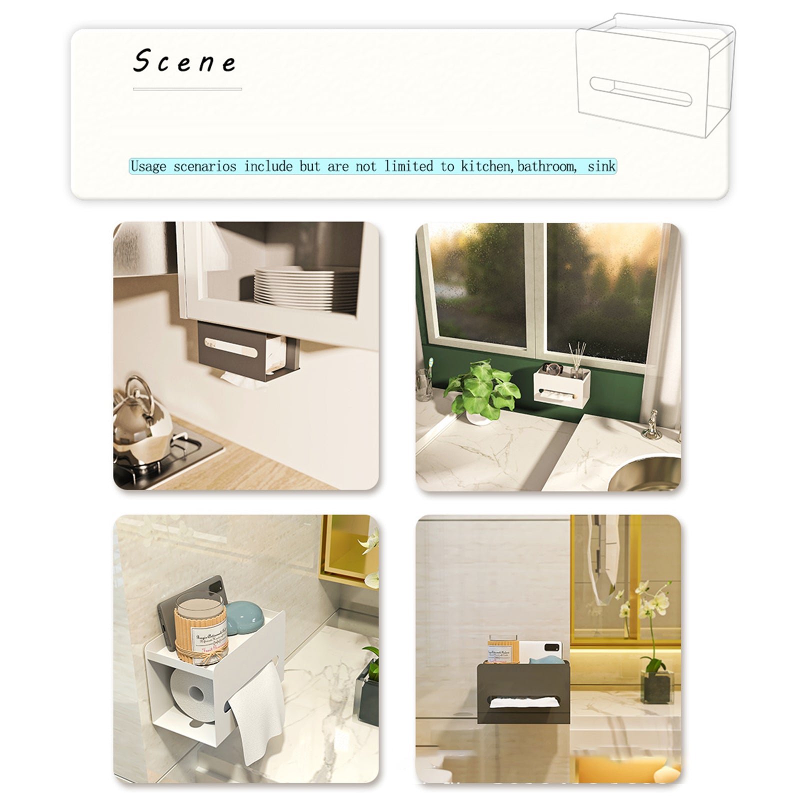 Multifunction Punch-free Magnetic Home Tissue Box Carbon Steel Tissue Storage Box