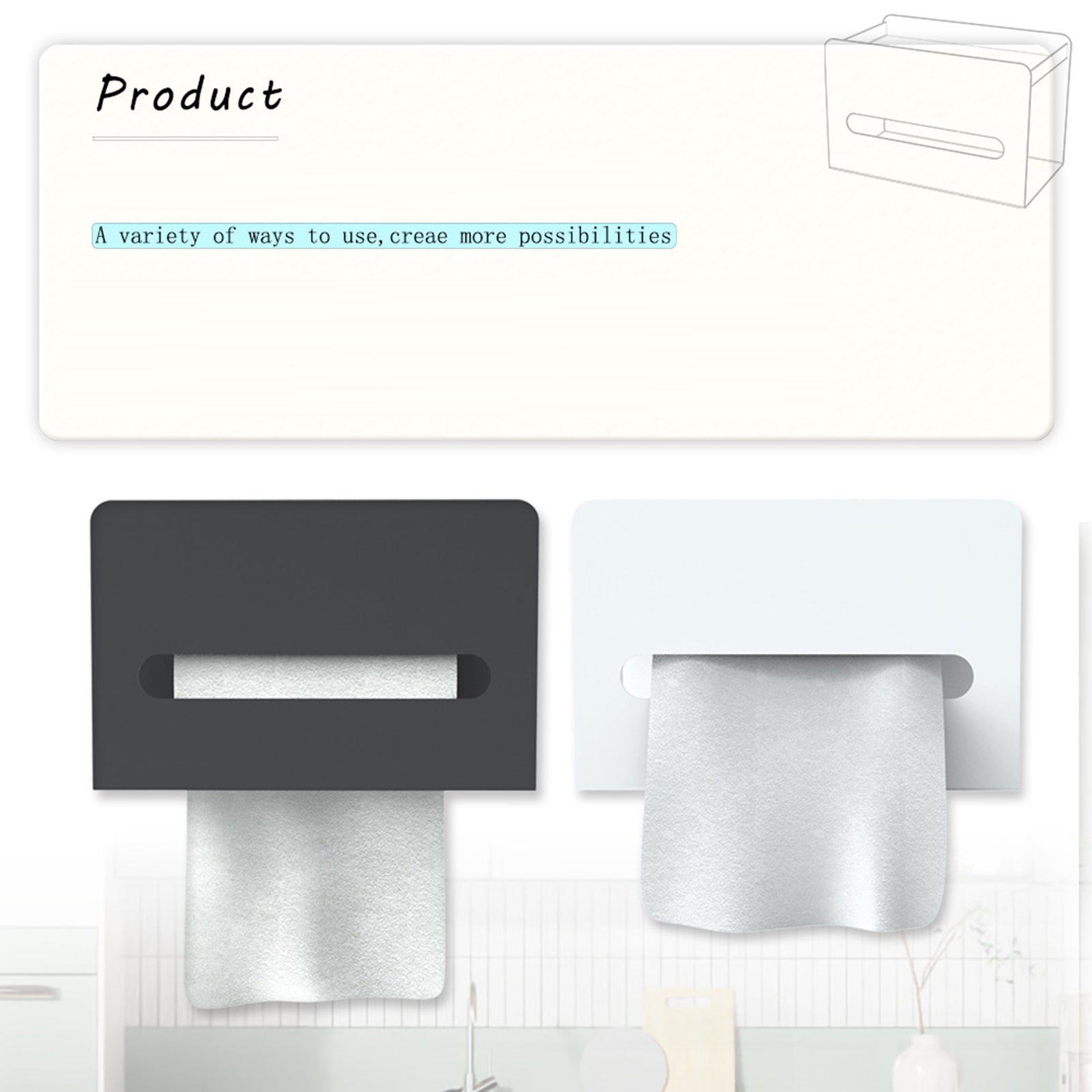 Multifunction Punch-free Magnetic Home Tissue Box Carbon Steel Tissue Storage Box