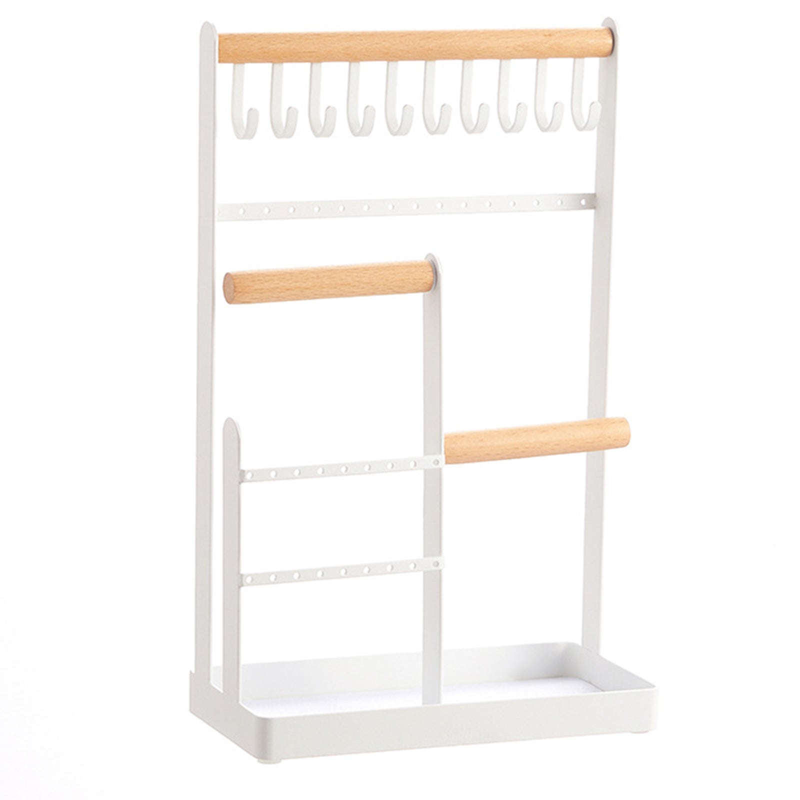 Iron+Wood Jewelry Organizer Stand Necklace Storage Rack Display Tower