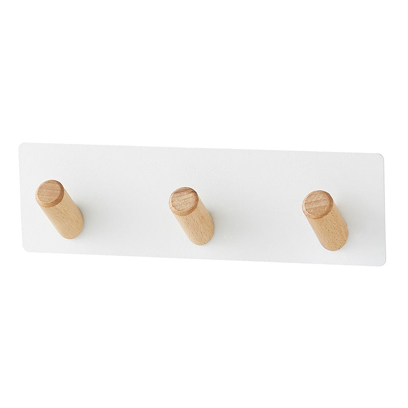 3-Hook Punch-free Magnetic Hanging Rack Carbon Steel + Beech Hat Key Hanging Hook