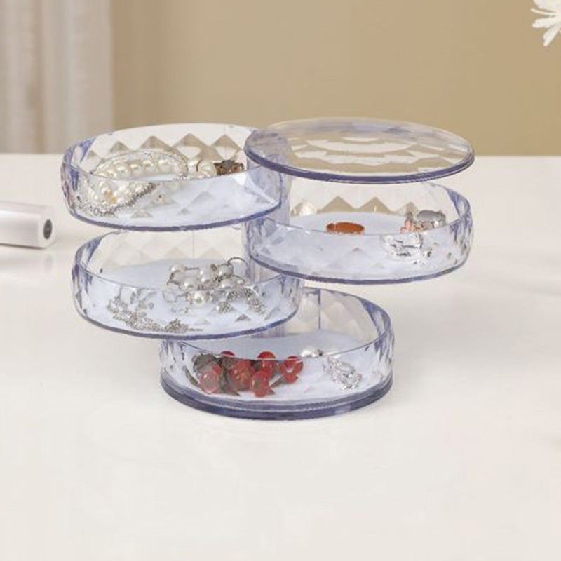 Rotatable Jewelry Organizer Box Earring Holder ABS+Acrylic Storage Tray