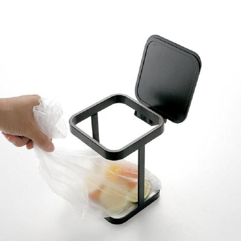 Flip Lid ABS+Metal Trash Bag Holder Kitchen Living Room Rubbish Bag Storage Rack
