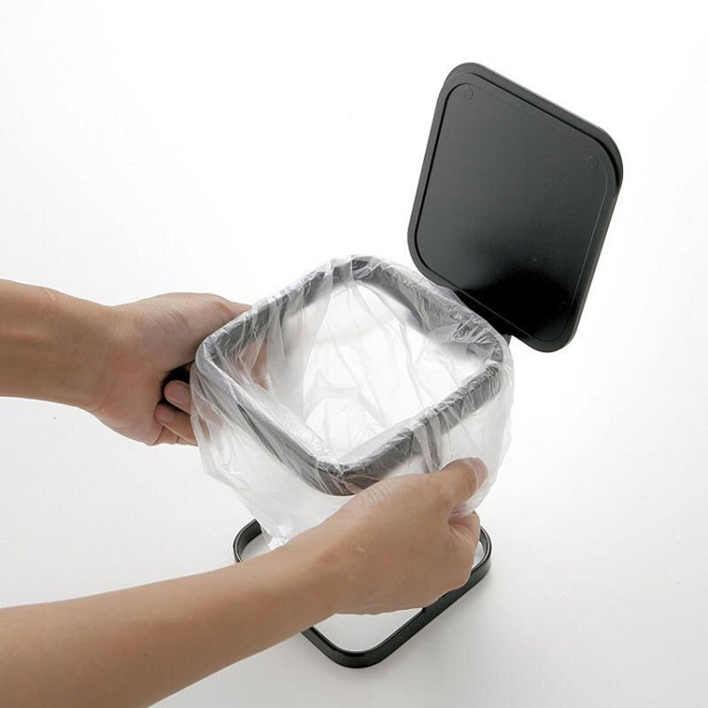 Flip Lid ABS+Metal Trash Bag Holder Kitchen Living Room Rubbish Bag Storage Rack