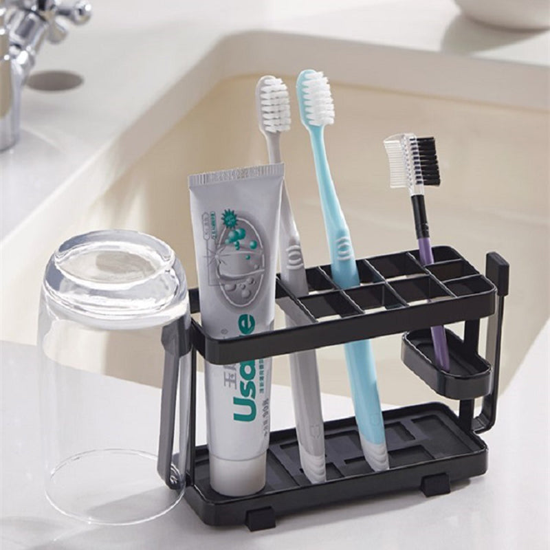Toothbrush Holder Metal+Silicone Wall-Mounted Toothpaste Cup Hanger for Bathroom
