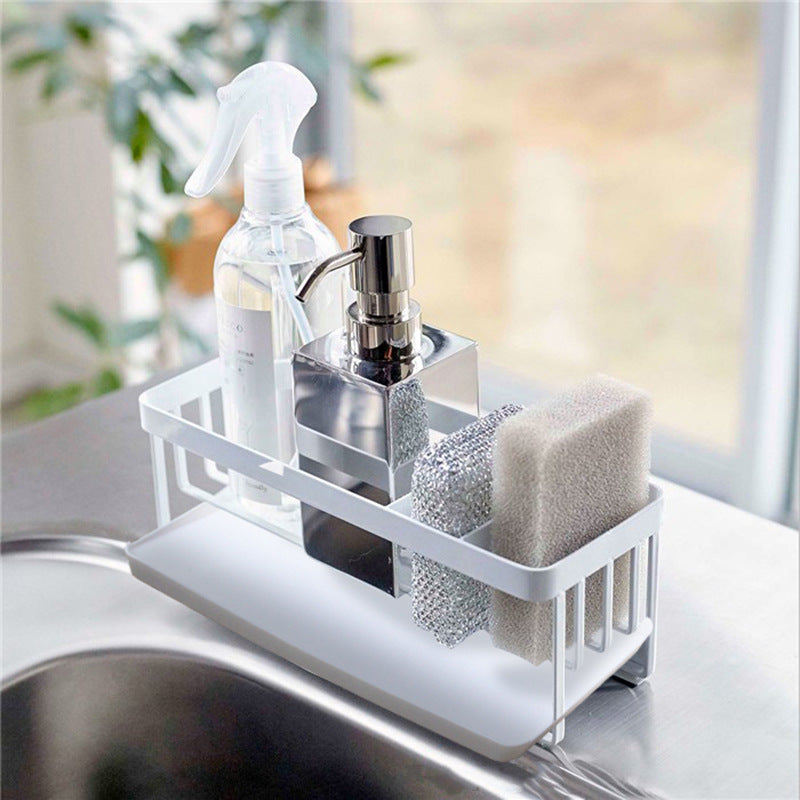 Carbon Steel Kitchen Organizer Storage Drying Rack Tray for Dish Sponge Rag