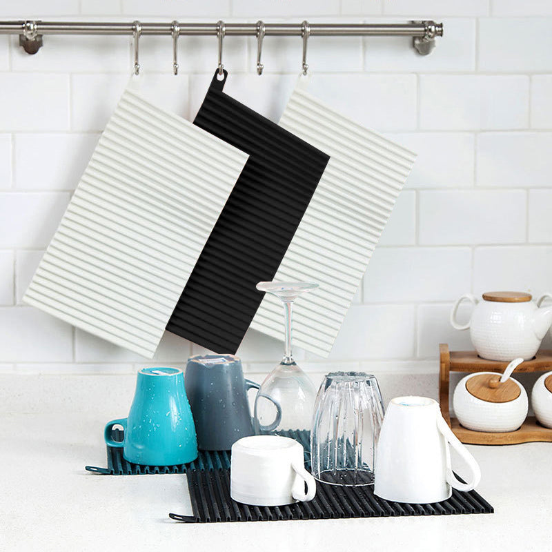 Rectangle Dish Drying Mat Countertop Pad Heat-resistant Placemat Sink Drain Mat