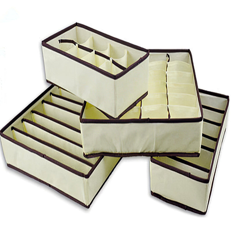 4Pcs / Set Non-Woven Fabric Cabinet Divided Storage Box for Underwear Socks