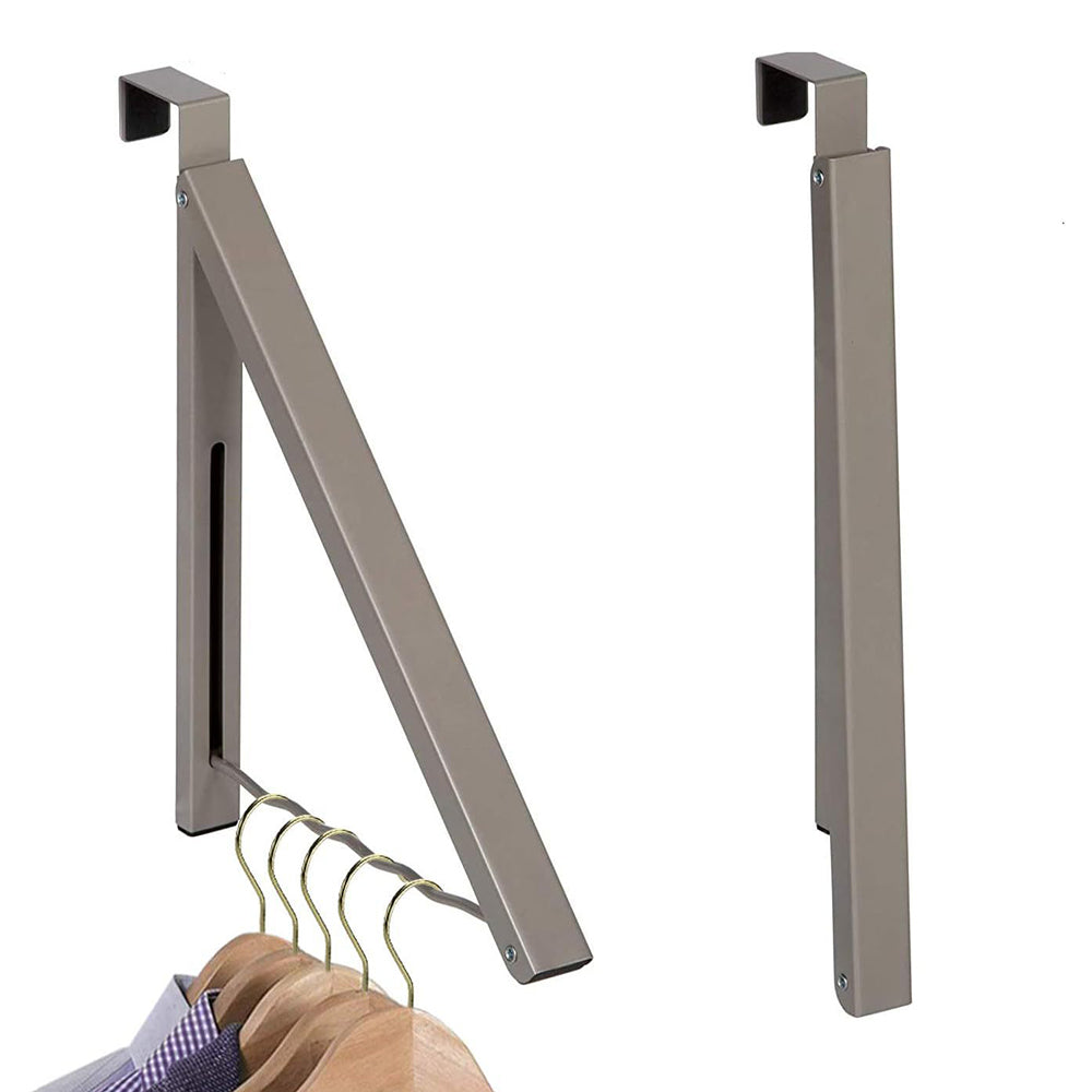 Drill Free Metal Over The Door Hook Foldable Coat Hanger Clothes Organizer