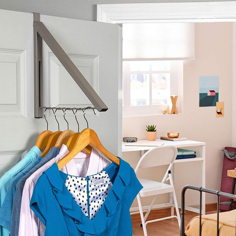 Drill Free Metal Over The Door Hook Foldable Coat Hanger Clothes Organizer