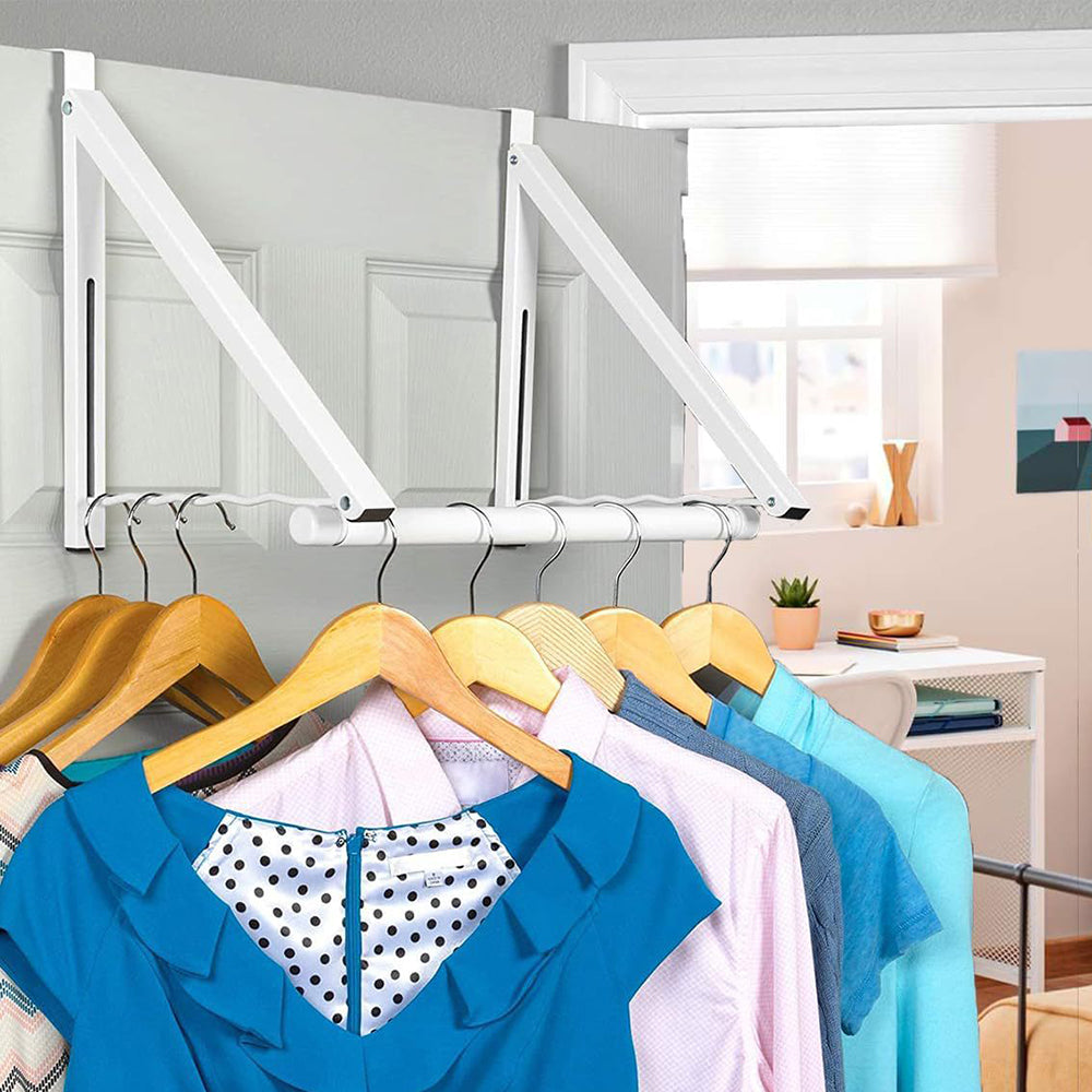 Foldable Over The Door Hook Drying Rack for Hanging Towels Coats Clothes
