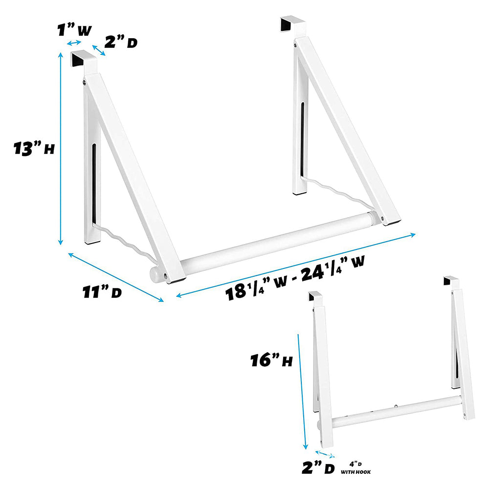 Foldable Over The Door Hook Drying Rack for Hanging Towels Coats Clothes