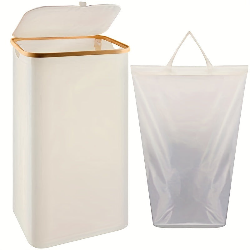 JJTZ 100L Large Foldable Laundry Basket with Lid Dirty Clothes Waterproof Oxford Hamper