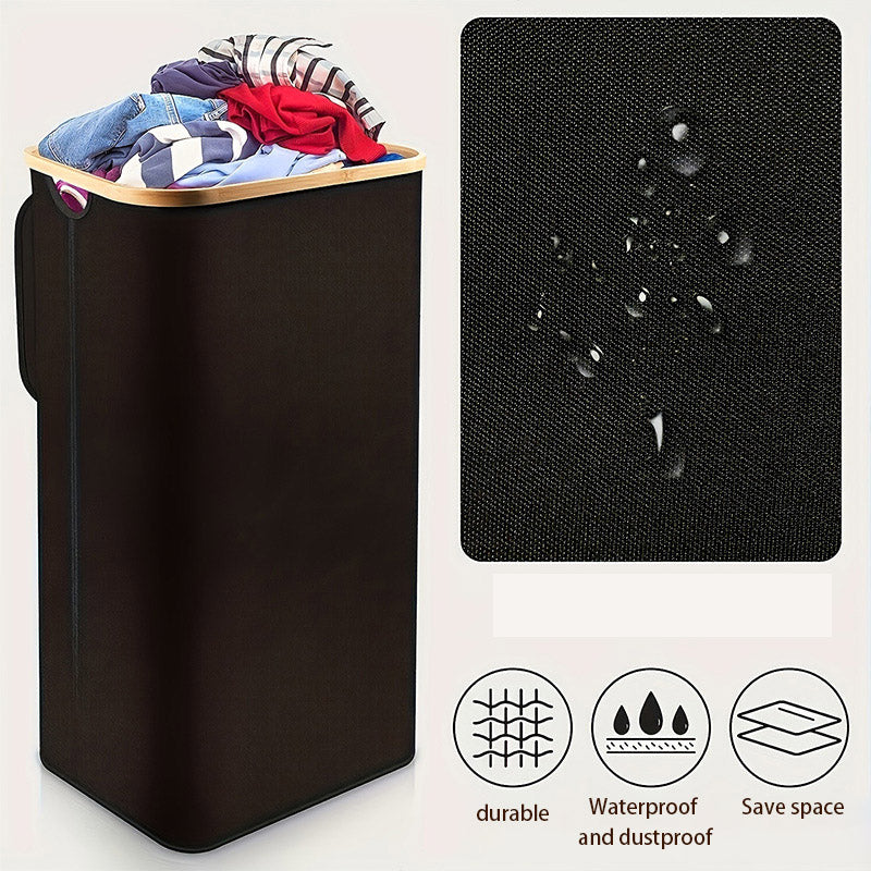 JJTZ 100L Large Foldable Laundry Basket with Lid Dirty Clothes Waterproof Oxford Hamper