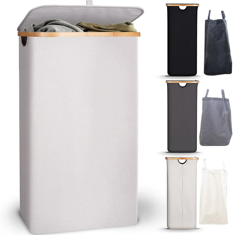 JJTZ 100L Large Foldable Laundry Basket with Lid Dirty Clothes Waterproof Oxford Hamper