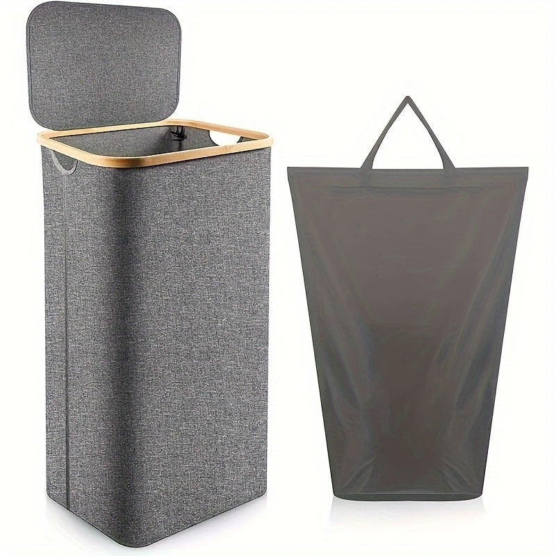 JJTZ 100L Large Foldable Laundry Basket with Lid Dirty Clothes Waterproof Oxford Hamper