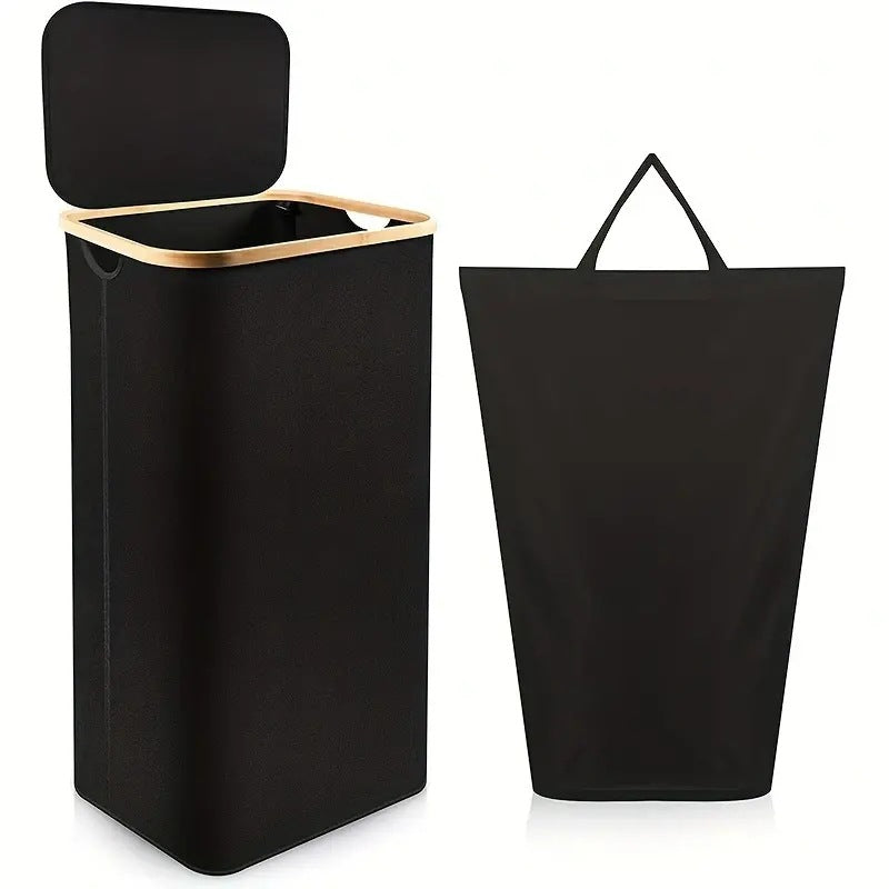 JJTZ 100L Large Foldable Laundry Basket with Lid Dirty Clothes Waterproof Oxford Hamper