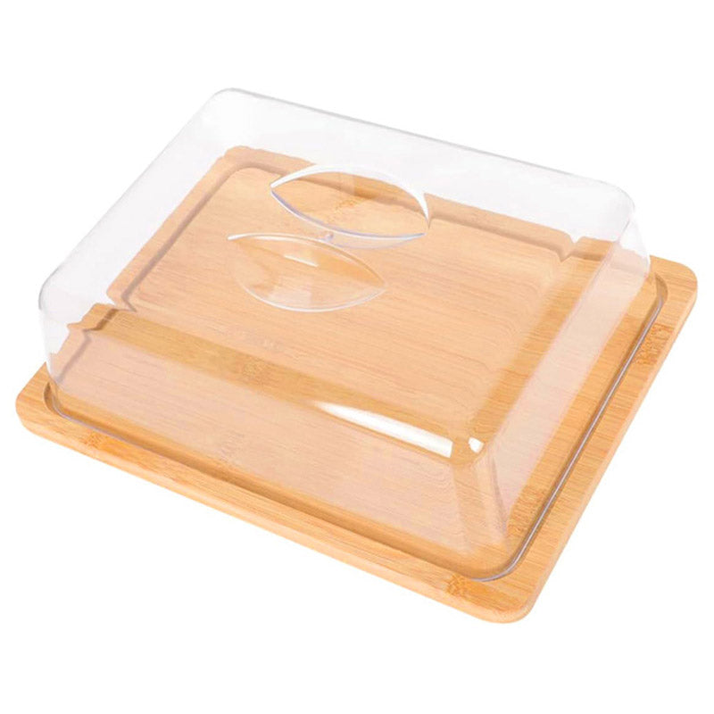 JJTZ Large Size Bamboo Rectangular Dessert Display Tray Wedding Stuff Cake Stand with Lid, Size L