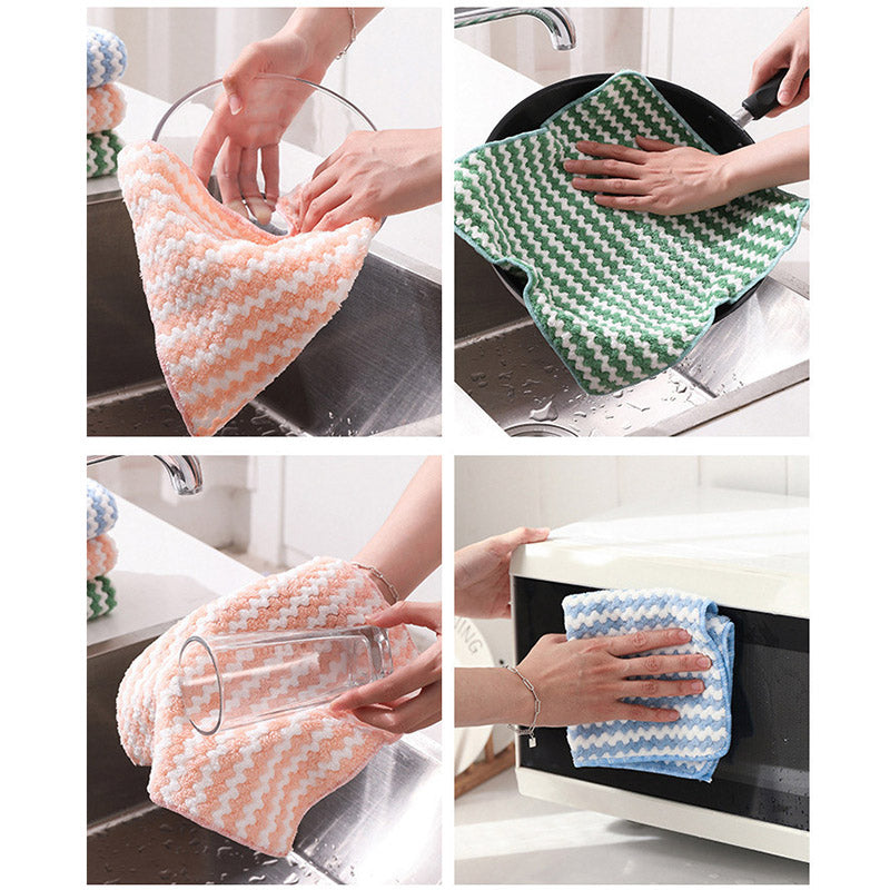 25x25CM Coral Fleece Kitchen Towel Dishcloth Dish Washing Towel