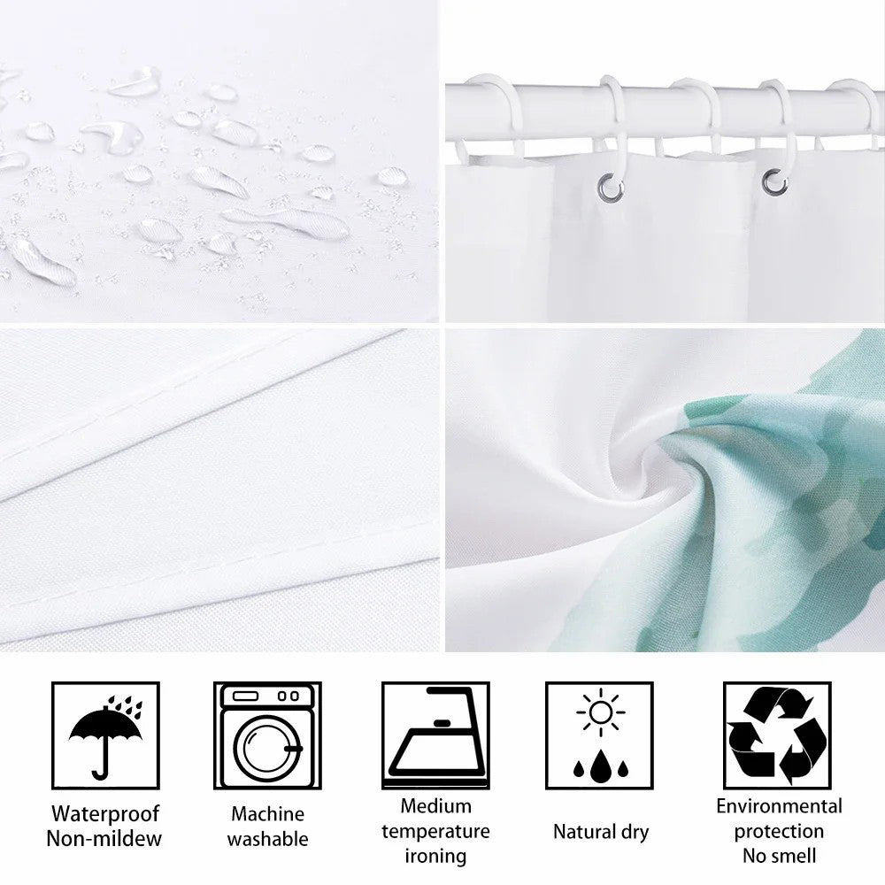 SHU1 3D Printed Tropical Jungle Plants Design Bath Curtain Polyester Waterproof Shower Curtain 180x180cm