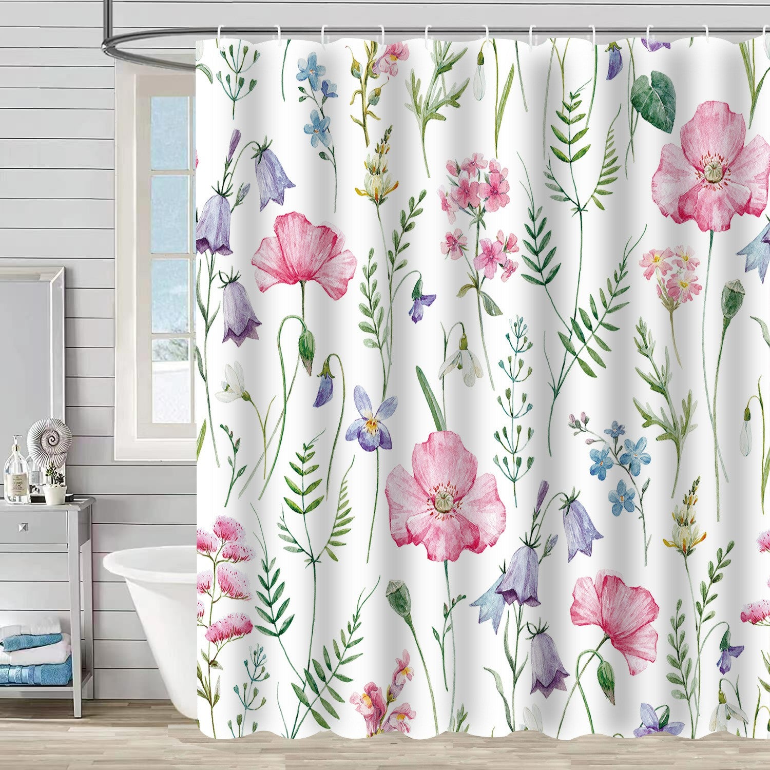 SHU1 3D Printed Tropical Jungle Plants Design Bath Curtain Polyester Waterproof Shower Curtain 180x180cm
