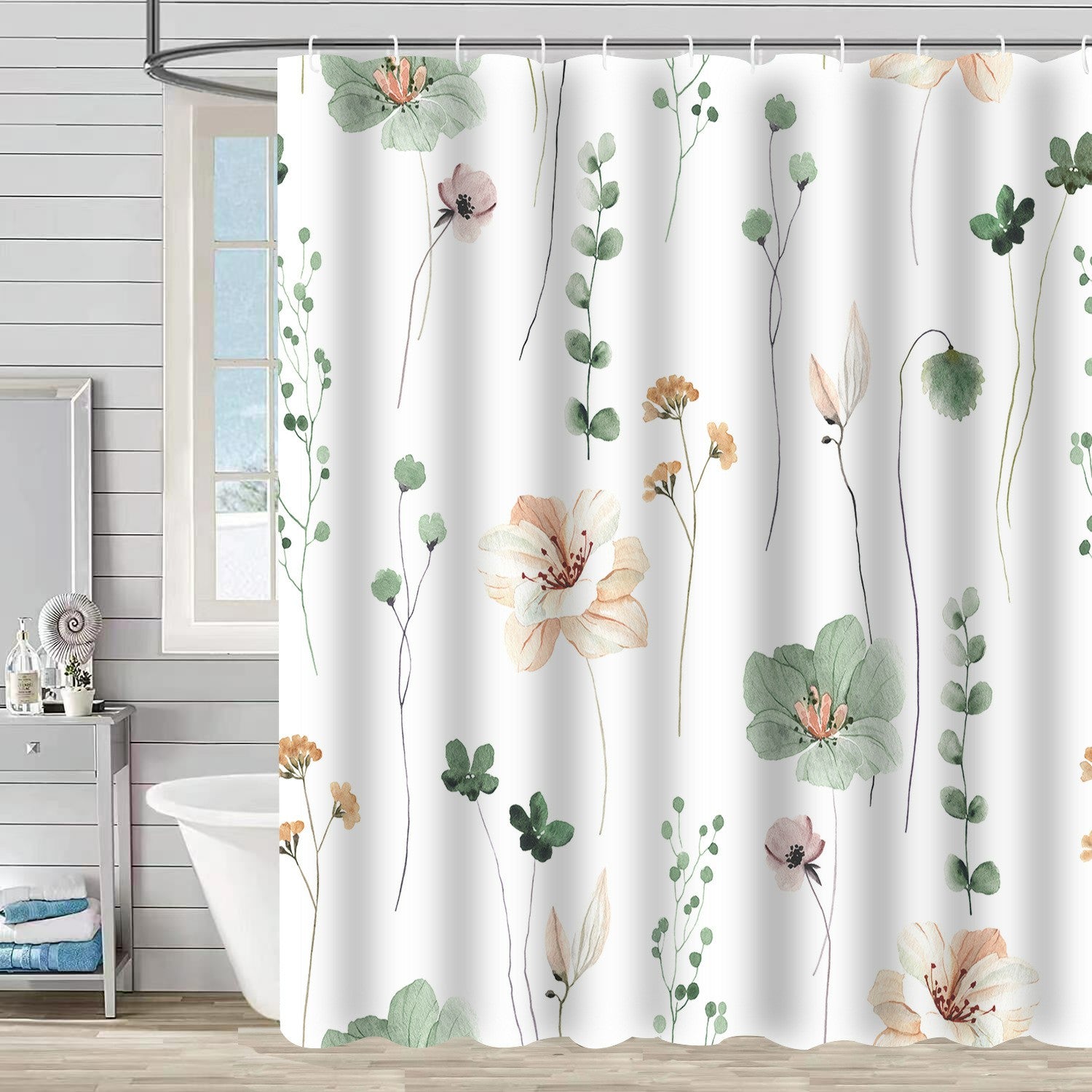 SHU1 3D Printed Tropical Jungle Plants Design Bath Curtain Polyester Waterproof Shower Curtain 180x180cm