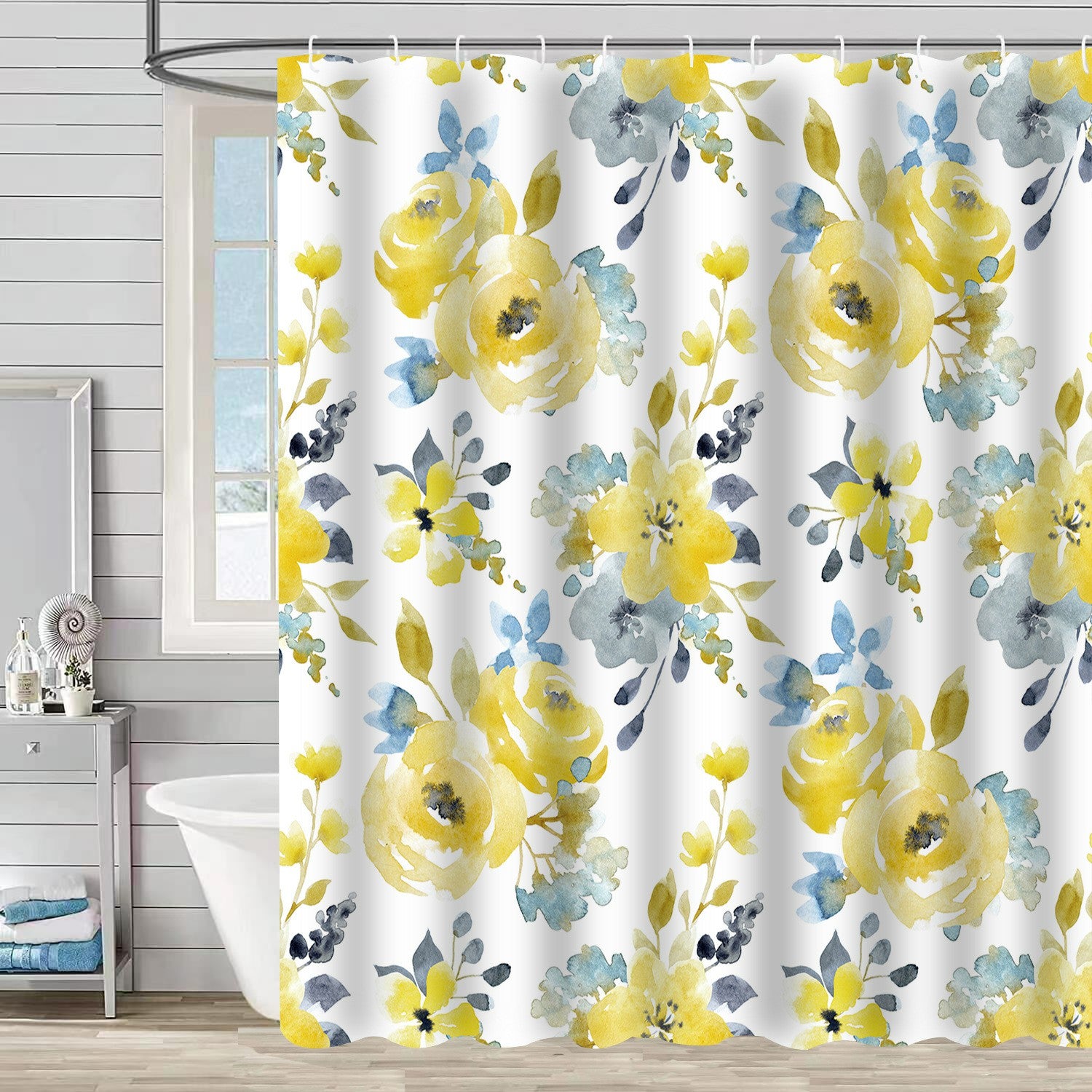 SHU1 3D Printed Tropical Jungle Plants Design Bath Curtain Polyester Waterproof Shower Curtain 180x180cm