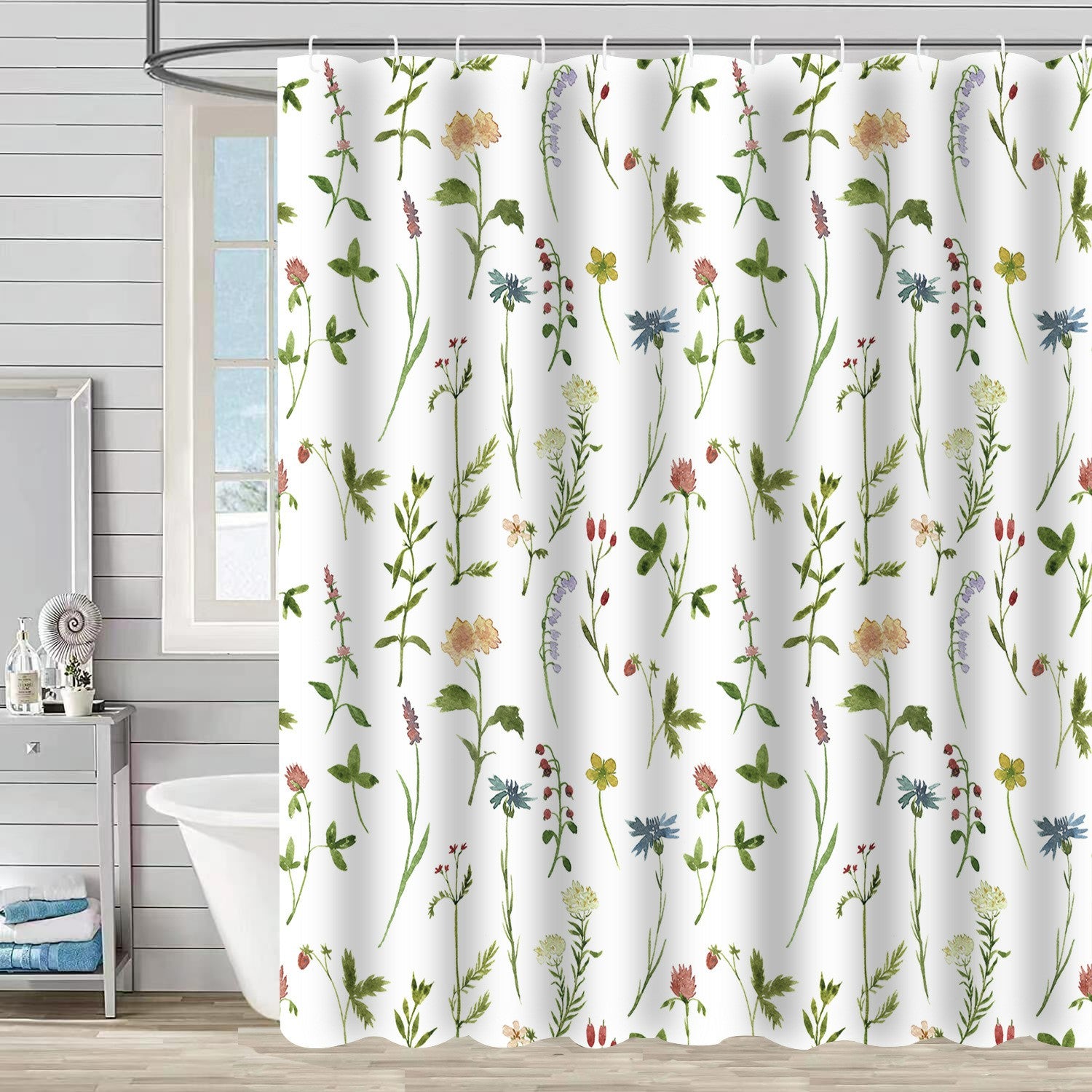 SHU1 3D Printed Tropical Jungle Plants Design Bath Curtain Polyester Waterproof Shower Curtain 180x180cm