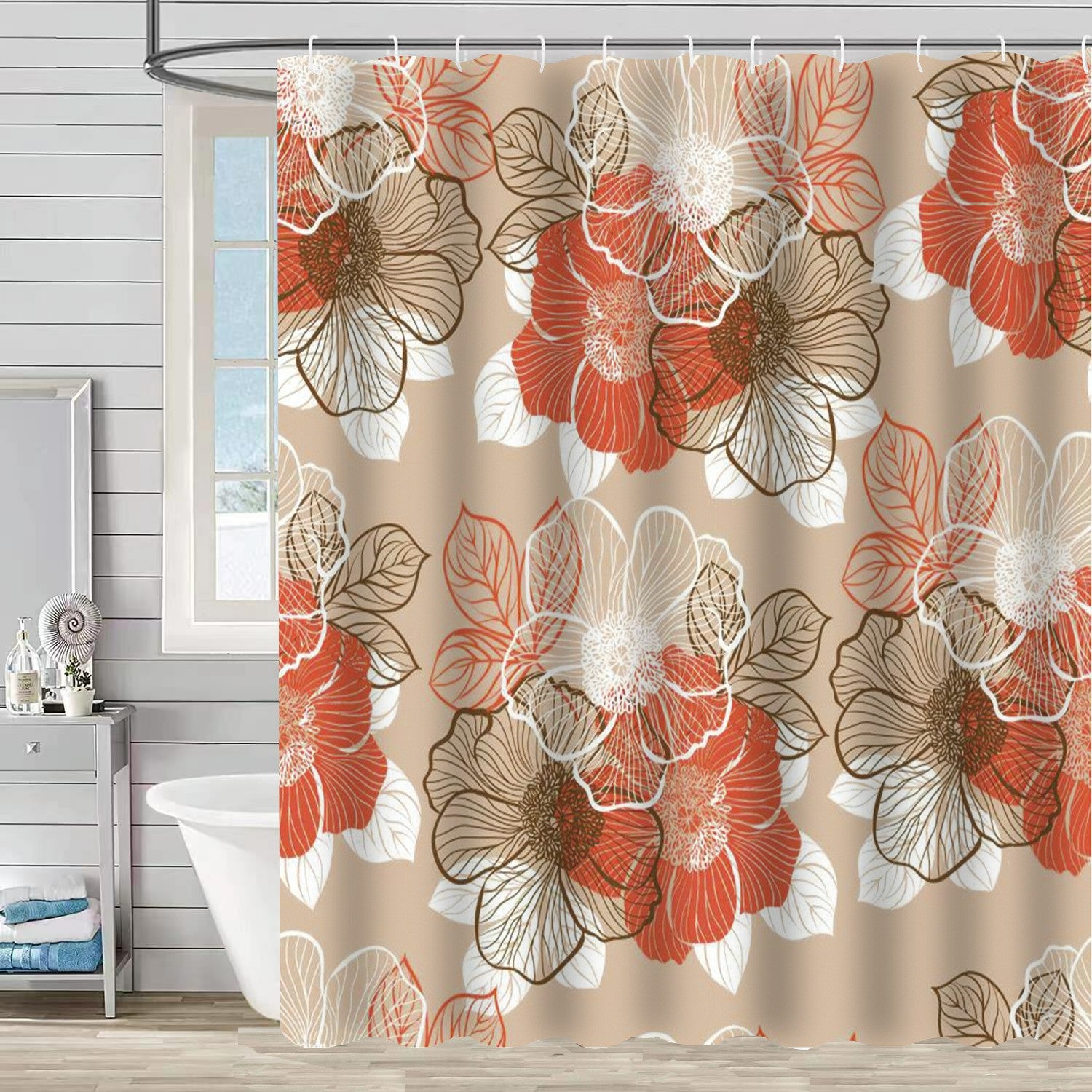 SHU1 3D Printed Tropical Jungle Plants Design Bath Curtain Polyester Waterproof Shower Curtain 180x180cm