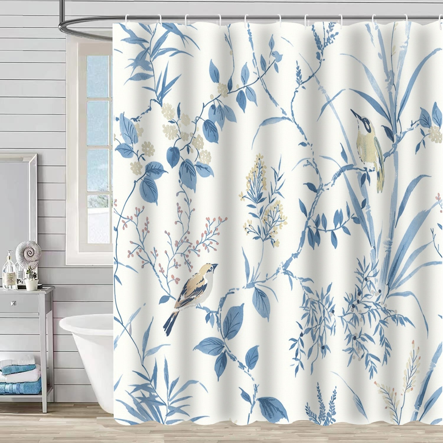 SHU1 3D Printed Tropical Jungle Plants Design Bath Curtain Polyester Waterproof Shower Curtain 180x180cm