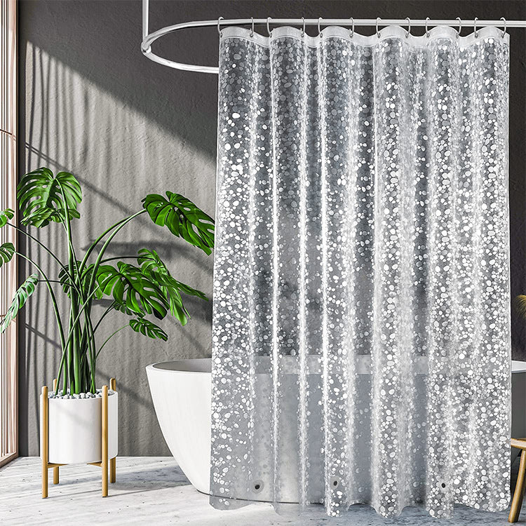 8001 PEVA 3D Pattern Shower Curtain with Steel Hooks for Bathroom 180x180cm