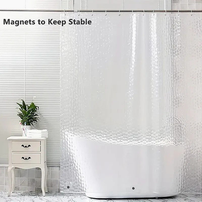 8001 PEVA 3D Pattern Shower Curtain with Steel Hooks for Bathroom 180x180cm