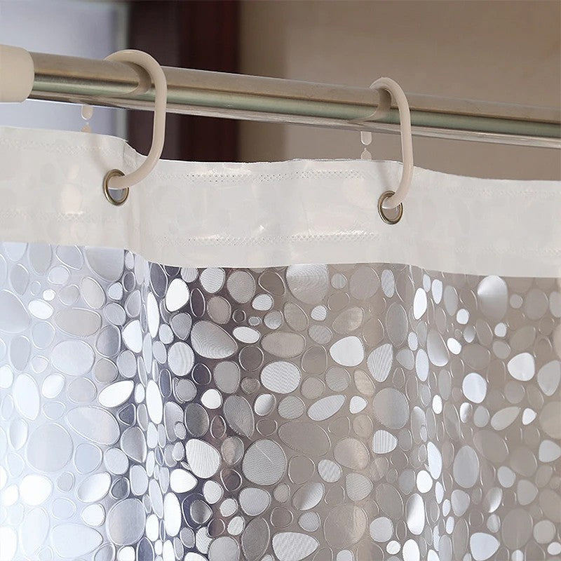 8001 PEVA 3D Pattern Shower Curtain with Steel Hooks for Bathroom 180x180cm