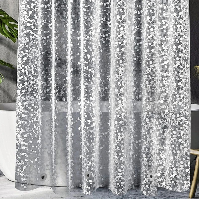 8001 PEVA 3D Pattern Shower Curtain with Steel Hooks for Bathroom 180x180cm