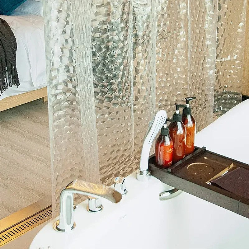8001 PEVA 3D Pattern Shower Curtain with Steel Hooks for Bathroom 180x180cm