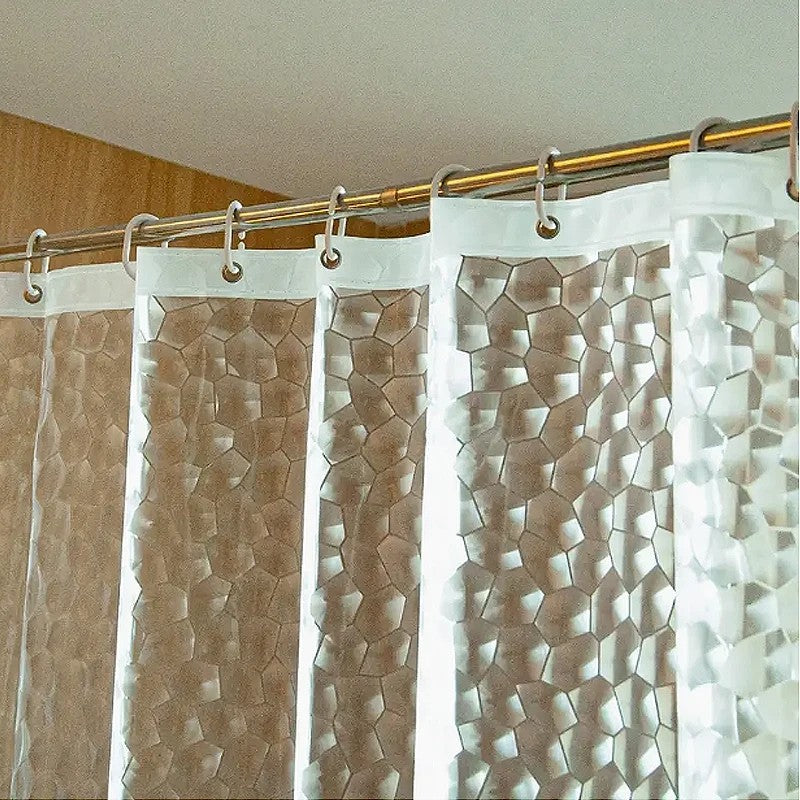 8001 PEVA 3D Pattern Shower Curtain with Steel Hooks for Bathroom 180x180cm