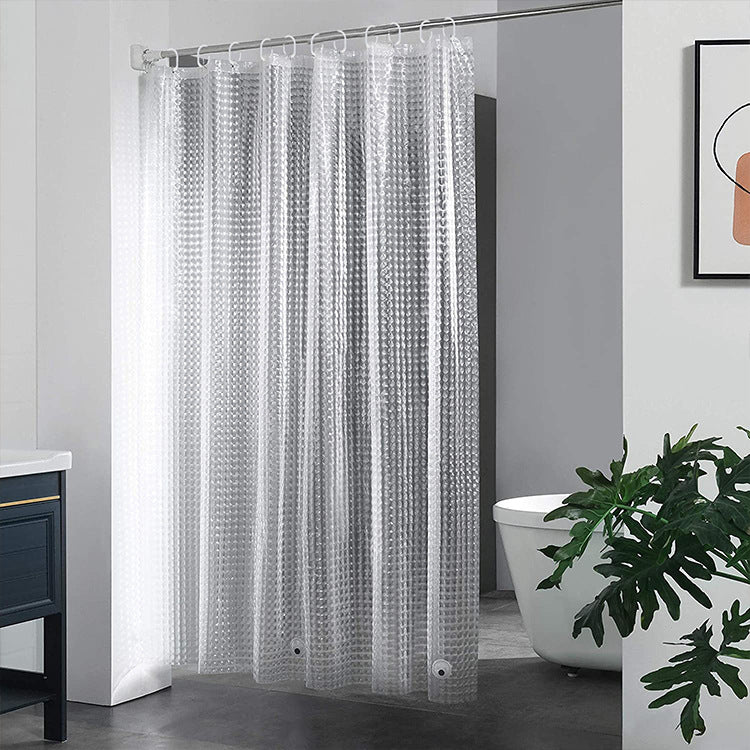 8001 PEVA 3D Pattern Shower Curtain with Steel Hooks for Bathroom 180x180cm
