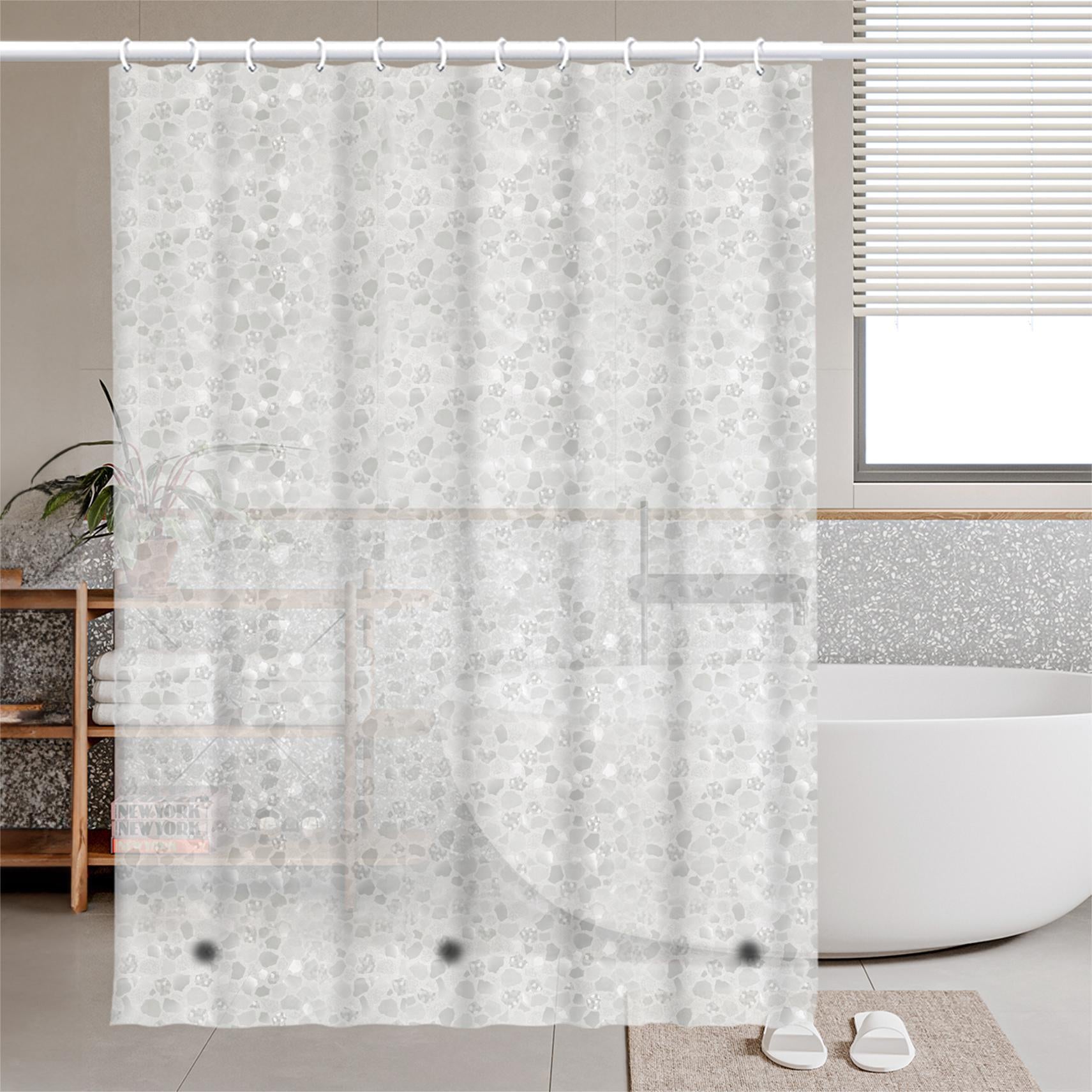 8001 PEVA 3D Pattern Shower Curtain with Steel Hooks for Bathroom 180x180cm